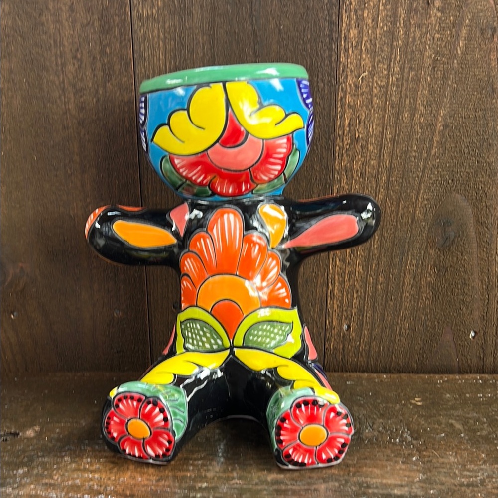 Colorful Ceramic Talavera People Planter.